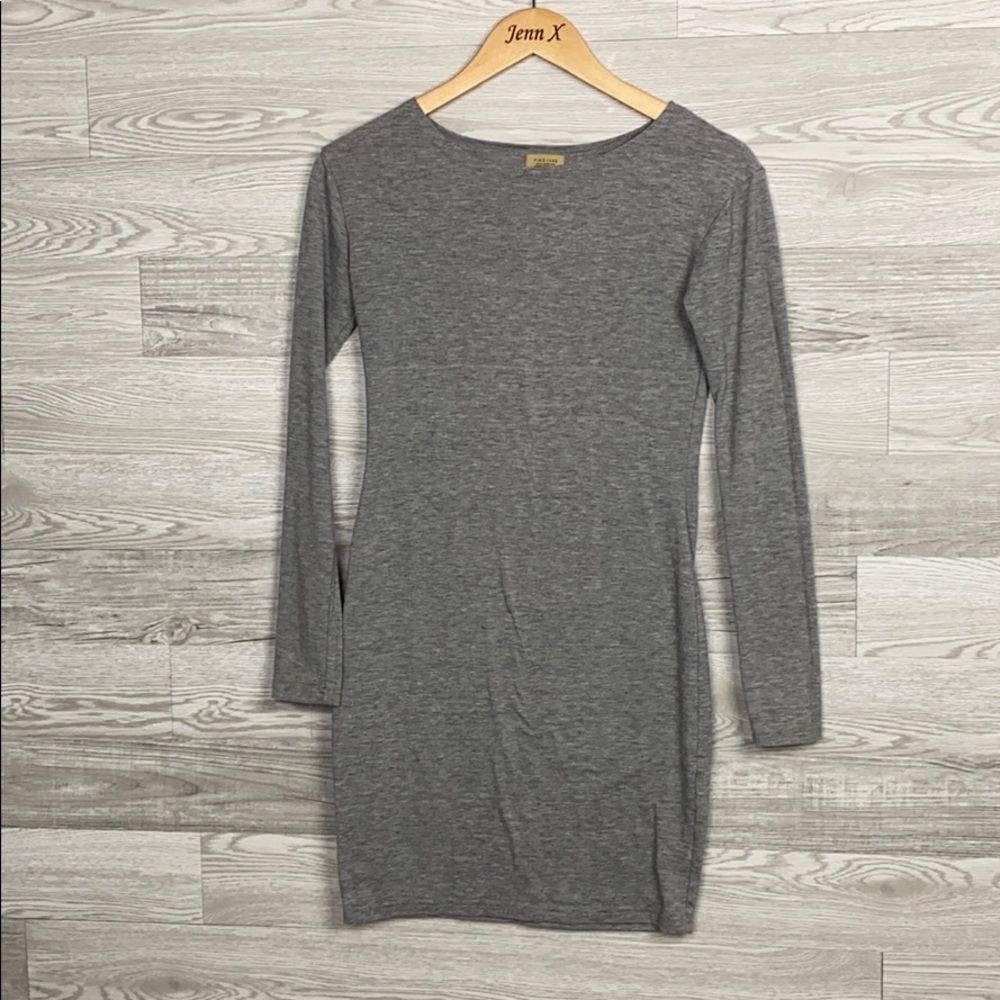 Piko1988 Gray Bodycon Long Sleeve Crew Neck Dress